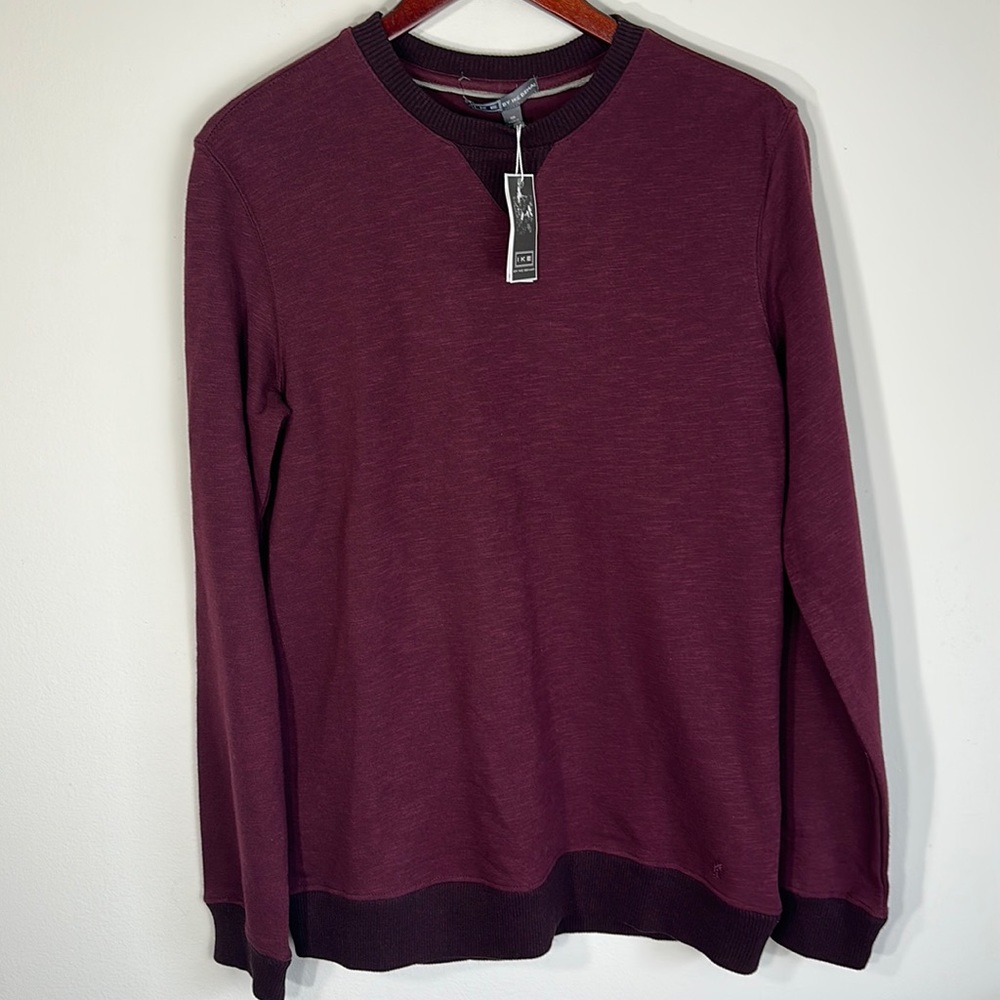 NWT IKE BEHAR MENS PULLOVER SWEATER SZ S CREWNECK LONG SLEEVE burgundy